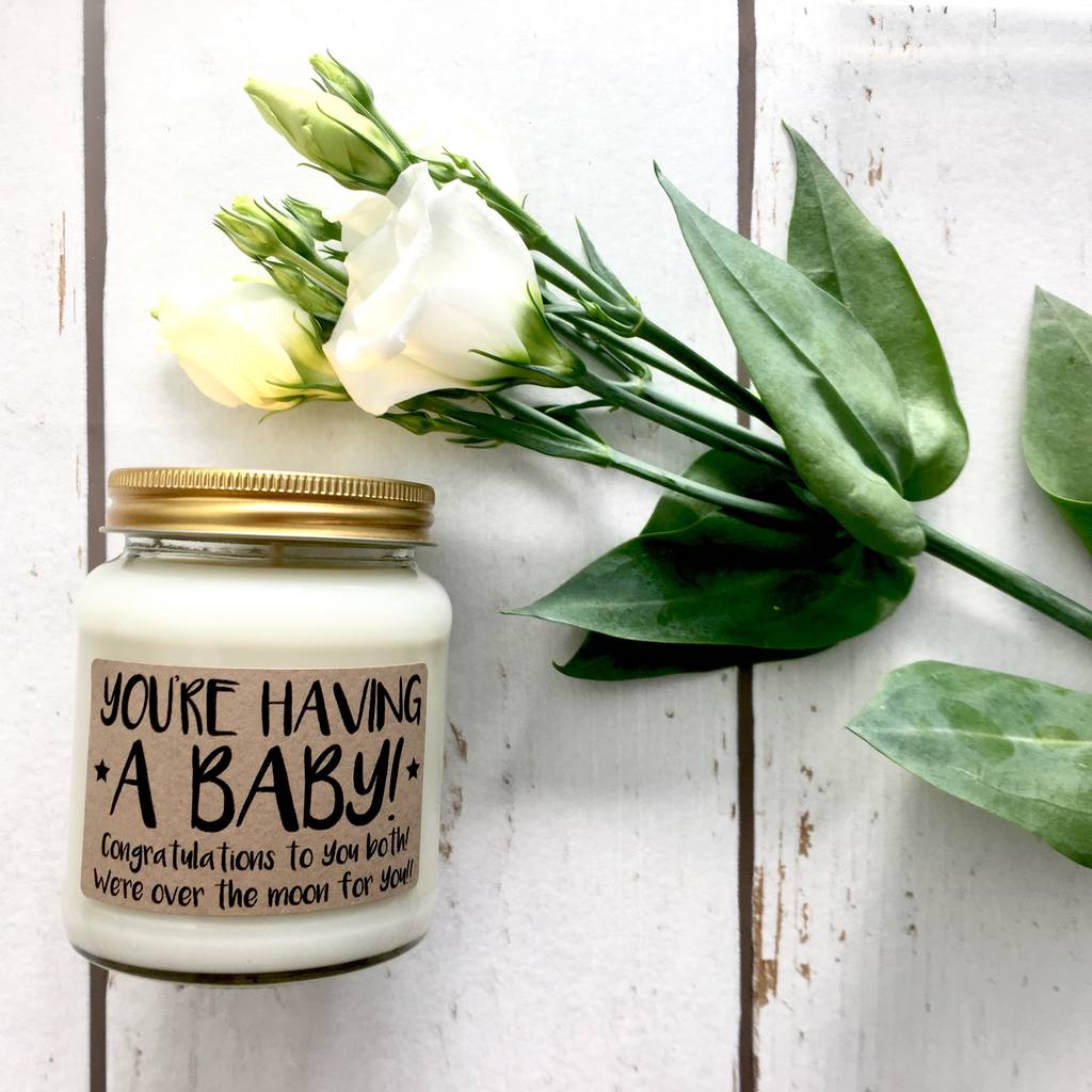 personalised 'you're having a baby' soy scented candle by lollyrocket
