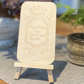 Personalised Wooden Father's Day Crest And Crown Card, 4 of 6