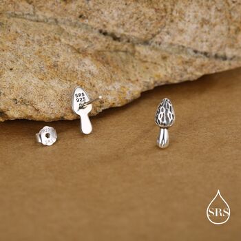 Sterling Silver Morel Mushroom Stud Earrings, 2 of 12