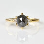 Hexagon Dark Salt And Pepper Diamond Engagement Ring, thumbnail 1 of 4