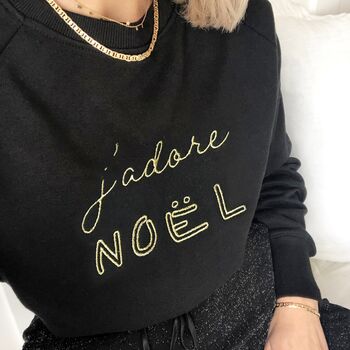 J'adore Noël Sweatshirt In Black, 7 of 8