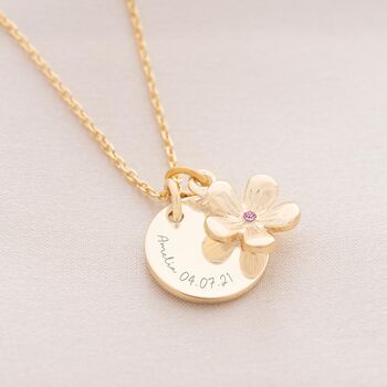 Birthstone Flower And Disc Message Necklace, 4 of 12