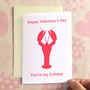 Personalised Lobster Valentine's Day Card, thumbnail 1 of 4