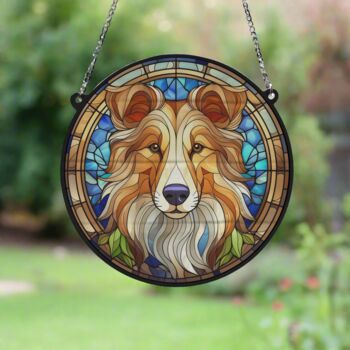 Rough Collie Stained Glass Effect Suncatcher, 2 of 5