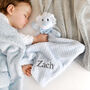 Personalised Blue Sherpa Blanket And Lion Comforter Set, thumbnail 2 of 8
