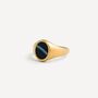Men's Silver White Line Onyx Oval Gemstone Signet Ring, thumbnail 8 of 8