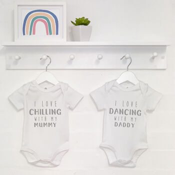 I Love …With My Mummy And Daddy Personalised Babygrows, 2 of 9