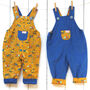 Reversible Baby Kids Construction Dungarees, thumbnail 1 of 7