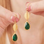 Emerald Gemstone Set In Gold Coffee Bean, Gold Vermeil, thumbnail 5 of 6