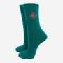 Red Squirrel Woodland Animals Embroidered Ankle Socks Women's Green, thumbnail 1 of 4
