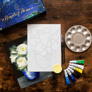 White Rose Acrylic Painting Kit With Video Tutorial, 2 of 7