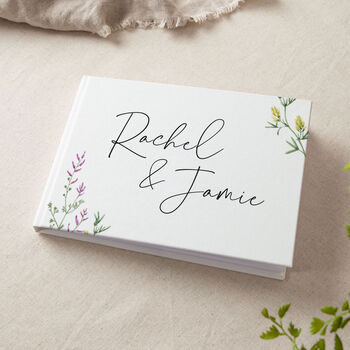 Wildflowers Personalised Names Wedding Guest Book, 2 of 3