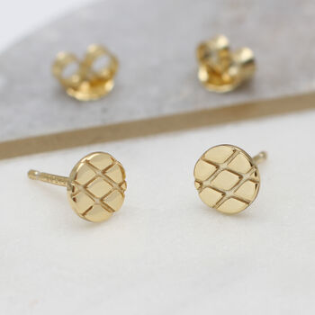 18ct Gold Plated Or Silver Quilted Design Earrings, 3 of 7