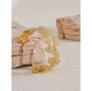 Monaco Fl’or Gold Vintage Buttercup Flower Bangle Bracelet, 3 of 3