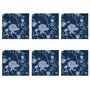Luxury Linen Like Floral Napkins Cecylia Navy Blue, thumbnail 5 of 6
