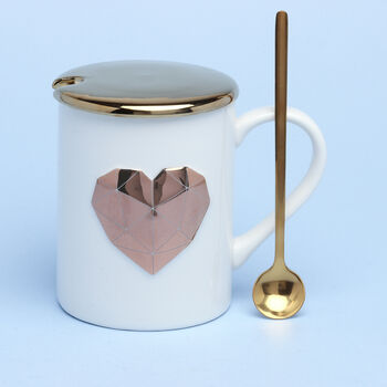 G Decor Love Geometric 3D Heart Porcelain White Mug, 2 of 4