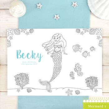 Under The Sea Personalised Party Colour In Place Mats, 6 of 8