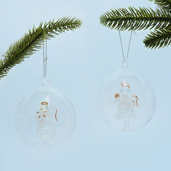 G Decor Set Of Two Glass Angel Christmas Tree Baubles, 5 of 9