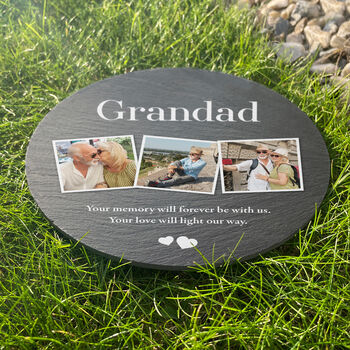 Personalised Photo Memorial Slate Circular Grave Marker, 3 of 7