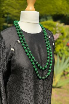 Hand Knotted Silk Bead Necklace Emerald Green, 3 of 5