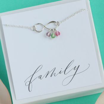 Family Birthstone Infinity Charm Bracelet, 2 of 9