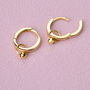 Gold Ball Hoop Huggie Earrings, thumbnail 3 of 9