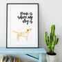 Home Is Where My Dog Is Yellow Labrador Print, thumbnail 1 of 4