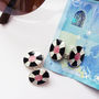 Black, White And Pink Enamel And Silver Cufflinks, thumbnail 1 of 3