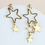 Asymmetrical Star Dangle Stud Earrings, thumbnail 2 of 3