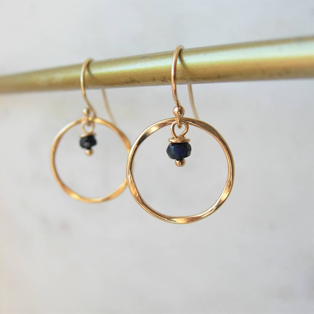 sapphire and rolled gold earrings by hazey designs | notonthehighstreet.com