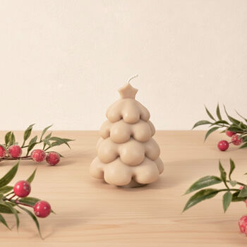 Beige Christmas Tree Candle Festive Decoration, 4 of 10