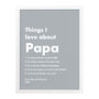 Personalised Things I Love About Dad Grey Bold Print, thumbnail 3 of 3