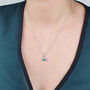 Evil Eye Blue Pendant Charm Sterling Silver Necklace, thumbnail 2 of 5