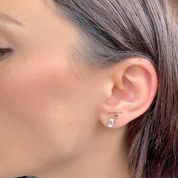 Stud Earrings In Sterling Silver Diamond Cz Stones, 2 of 5