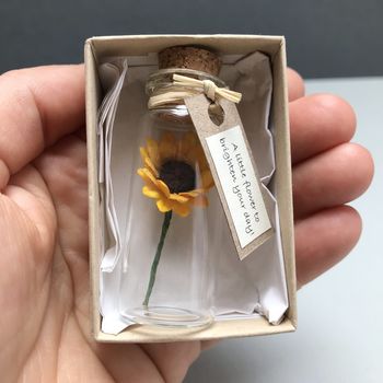 Tiny Sunflower In A Bottle With Personalised Message, 7 of 12