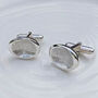 Silver Fingerprint Oval Cufflinks, thumbnail 1 of 4