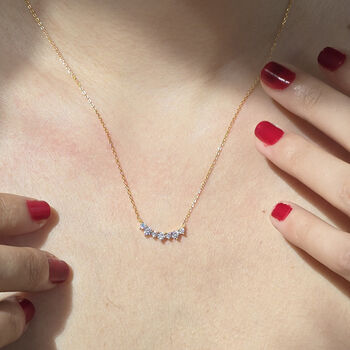 Cluster Sparkling Diamond Gemstone Gold Plated Necklace, 2 of 5