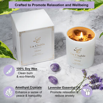 Luxury Lavender Soy Candle With Amethyst Crystals, 4 of 9