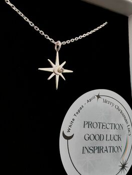 Handmade Sterling Silver North Star Birthstone Christmas Necklace: April Birthstone, 2 of 12