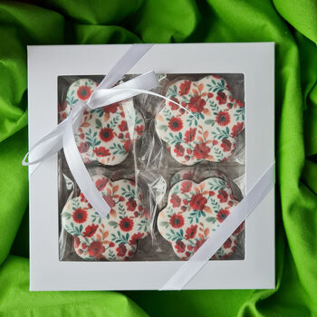 Red Floral Luxury Biscuits Gift Box, Eight P Ieces, 2 of 8