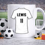 Personalised Football Player Shirt Mug – 11oz Glossy White, thumbnail 7 of 7