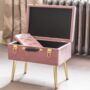 Pink Velvet Storage Stool With Gold Legs, thumbnail 6 of 6