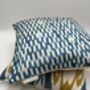 Square Ikat Silk Cushion Vibrant Blue Tile, thumbnail 5 of 8