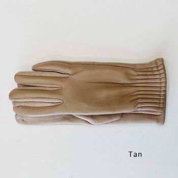 Soft Vegan Leather Pleated Cuff Suede Ladies Gloves, 5 of 12