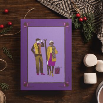 Art Deco Skiers Christmas Card, 2 of 3