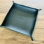 Personalised Dark Racing Green Leather Accessories Tray, thumbnail 11 of 12