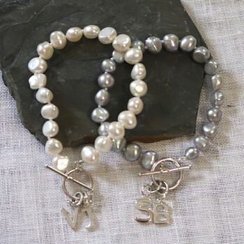 Freshwater Pearl Bracelet With Silver Initial, 2 of 4