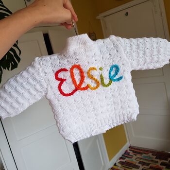 Rainbow Name Cardigan For Baby, 8 of 10