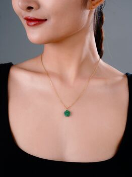 Botan Flower Natural Green Jade Necklace, 8 of 11
