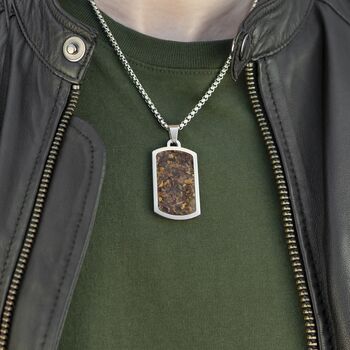 Personalised Men's Tiger's Eye Dog Tag Necklace, 3 of 9